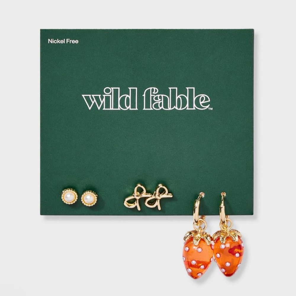 Wild Fable Red and Gold Earring Set - Picture 2 of 5